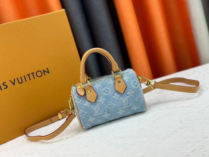 Louis Vuitton Nano Speedy Bag – Sky Blue Monogram Denim Crossbody (Brand New)