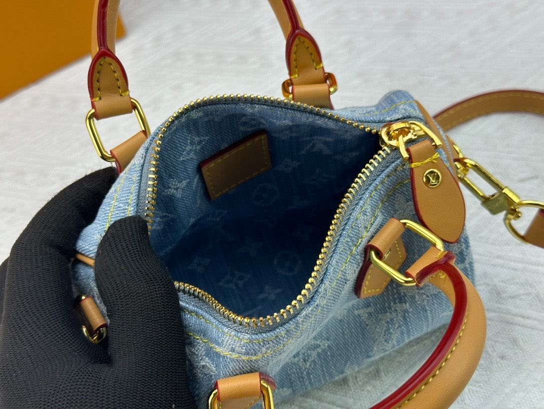 Louis Vuitton Nano Speedy Bag – Sky Blue Monogram Denim Crossbody (Brand New)